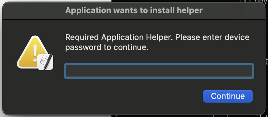 Fake dialog asking for password