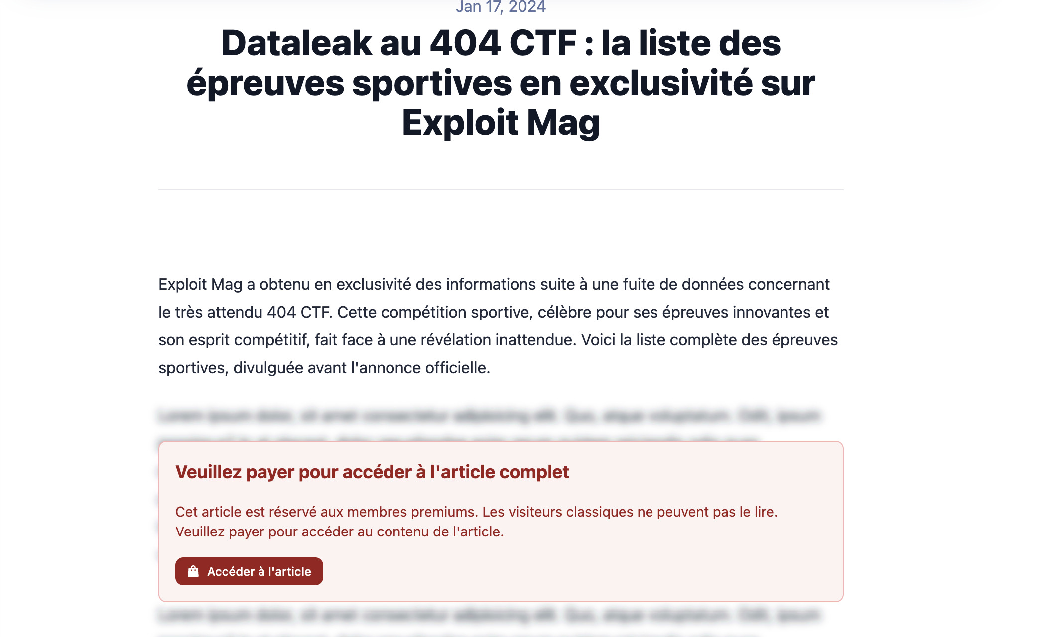 Article blocked by paywall