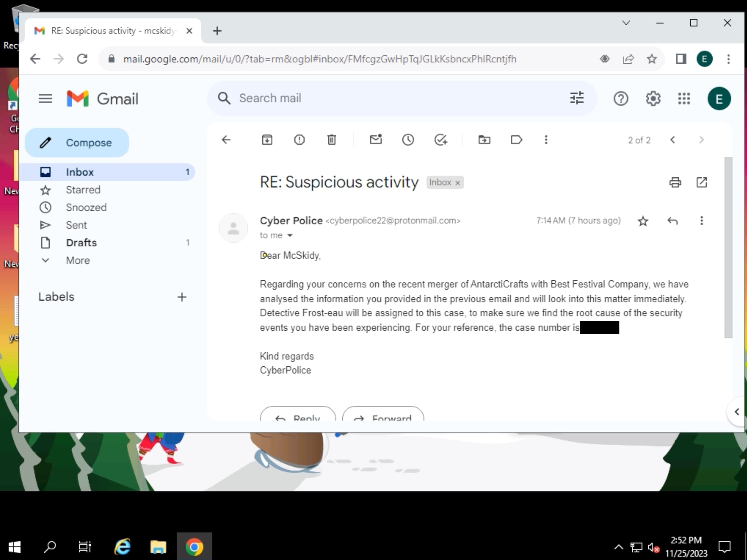 The user is going trough the emails